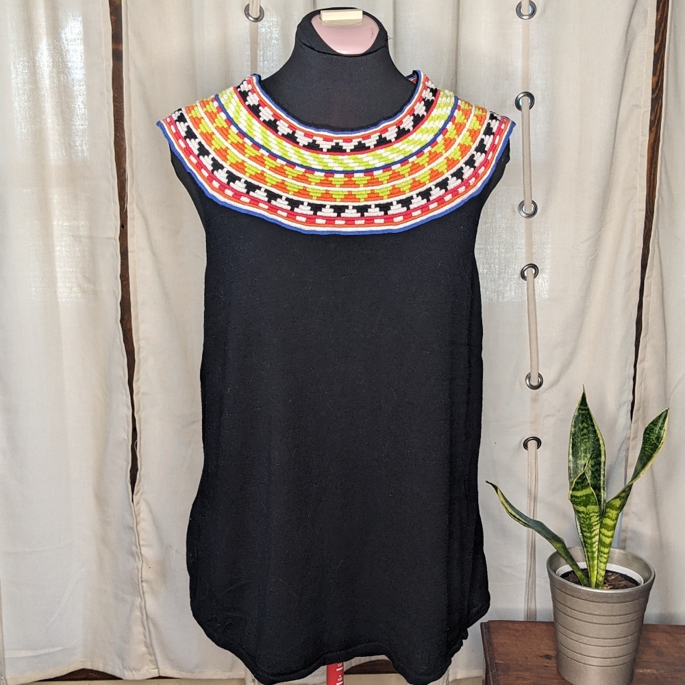 Soft Surroundings neon tribal sleeveless top Large